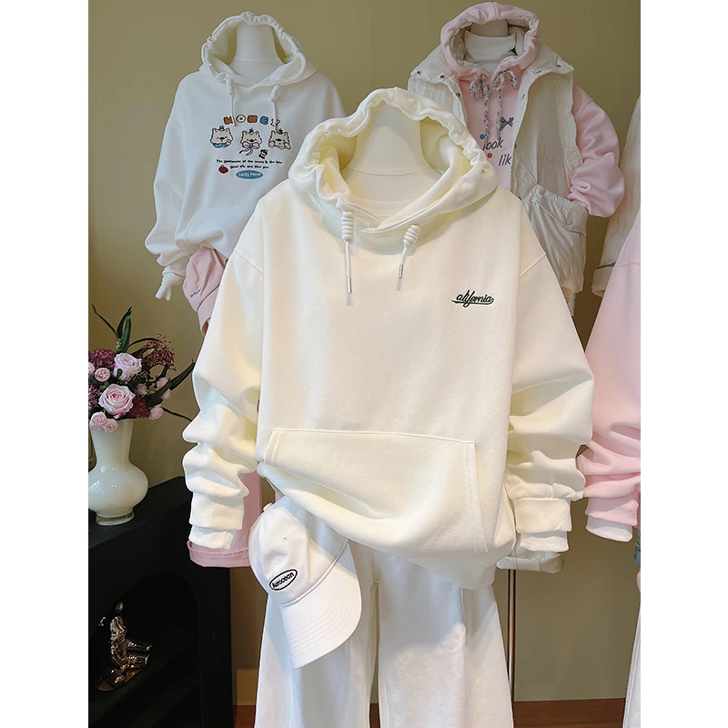 美式复古字母印花连帽卫衣女2026新款秋冬加厚宽松慵懒风上衣外套