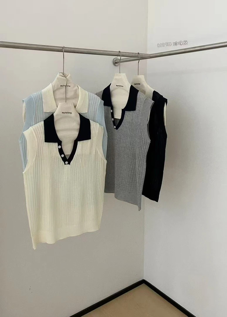 QIANRH-1246小飞袖不规则领新款夏季时尚百搭针织短袖