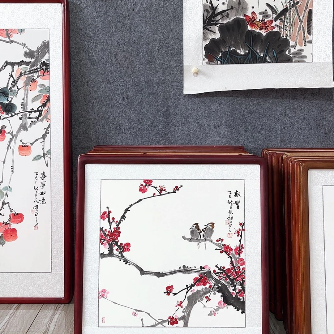 国画书画作品带框63×63