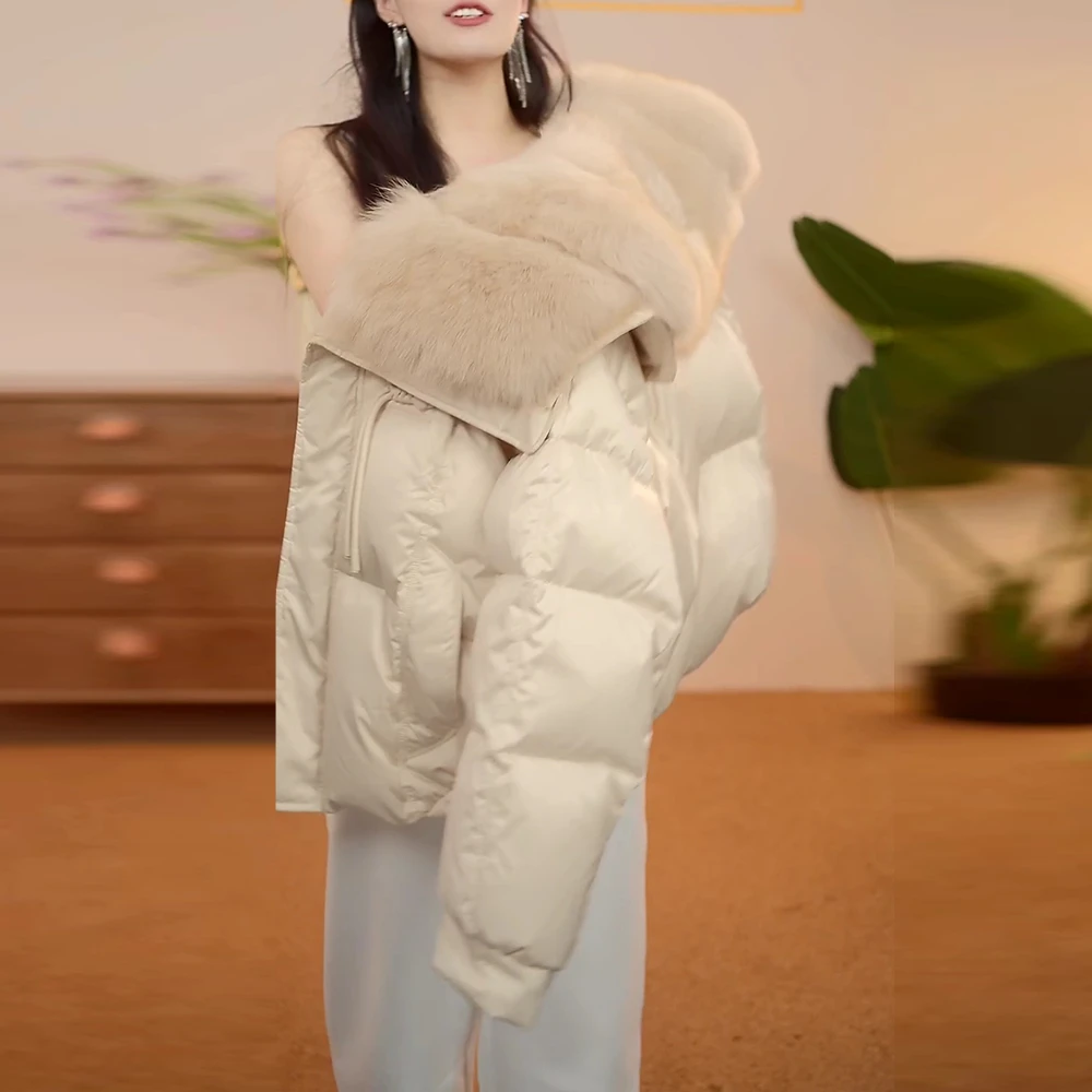 轻奢加厚大毛领棉服女冬季2025新款宽松小个子保暖面包服棉衣外套