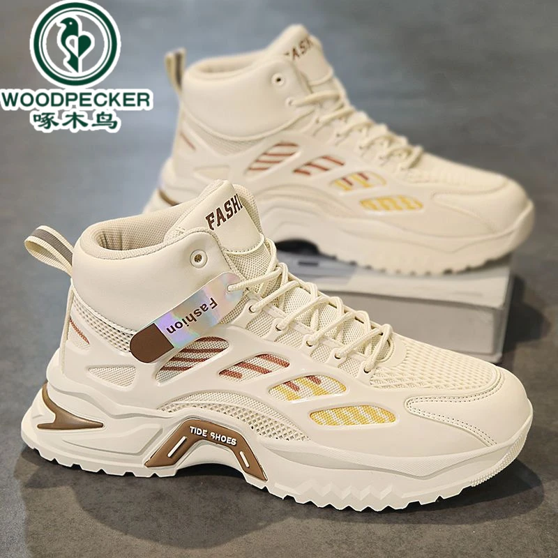 【正品】啄木鸟男鞋夏季2024新款青少年运动鞋休闲高帮透气百搭潮鞋