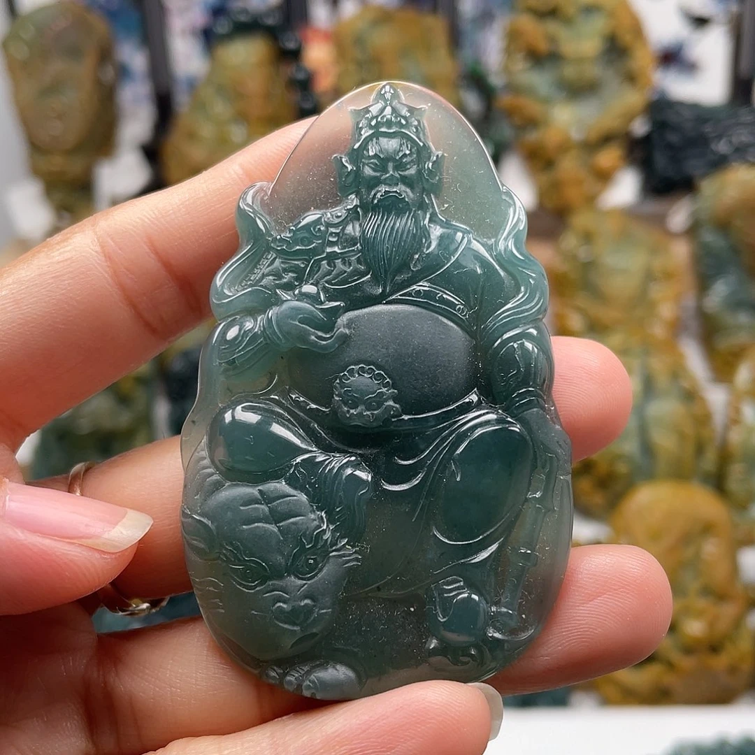 翡翠未镶嵌颈饰天然翡翠a货赵公明