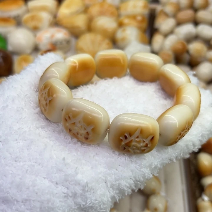 菩提根/象牙果把件40 象牙果原果雕刻炭烧發發串