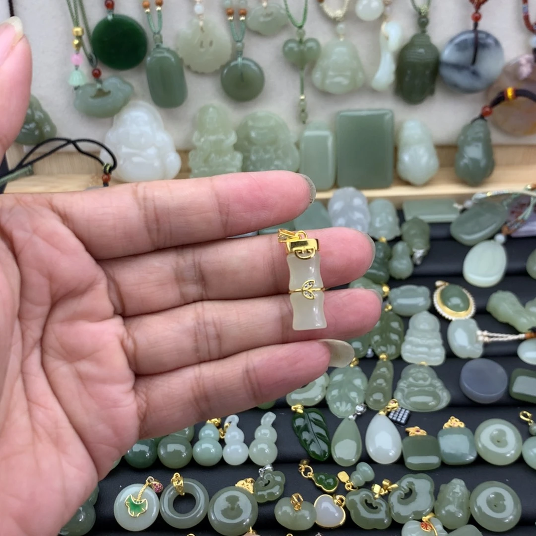 吊坠(不含链)银S925镶嵌和田玉