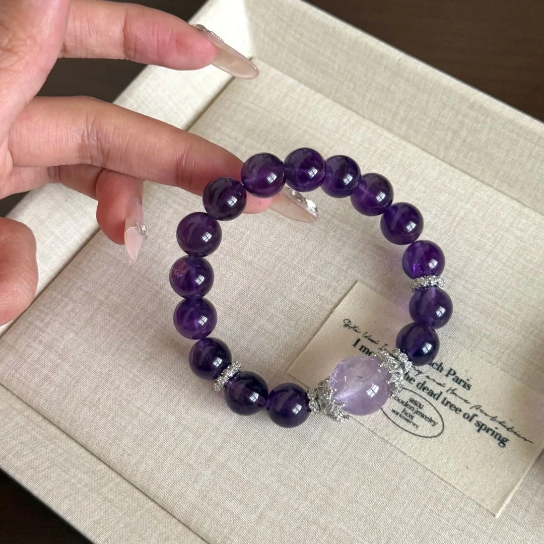 【冰镇葡萄】天然乌拉圭紫水晶手串12mm九紫离火运手链闺蜜精美礼物