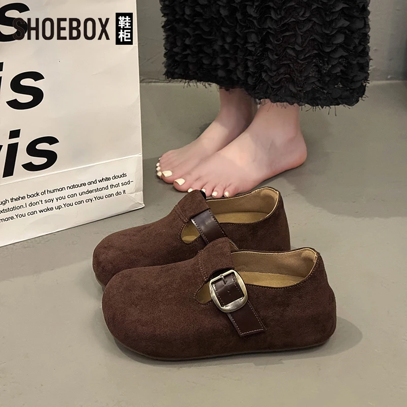 SHOEBOX鞋柜内增高厚底勃肯鞋女2025秋季新款一脚蹬软底单鞋女