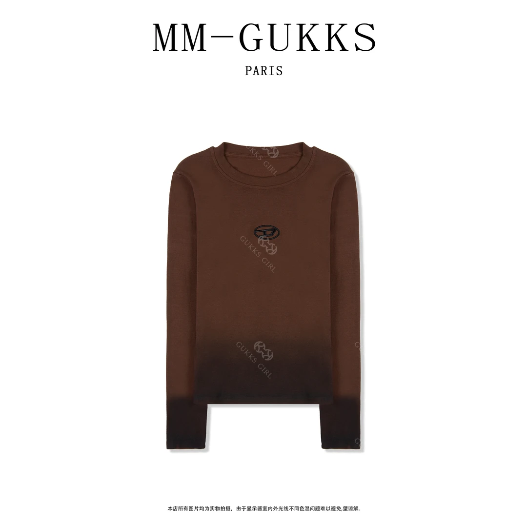 明明GUKKS//秋冬新款百搭刺绣晕染显瘦气质休闲长袖--晕染小D