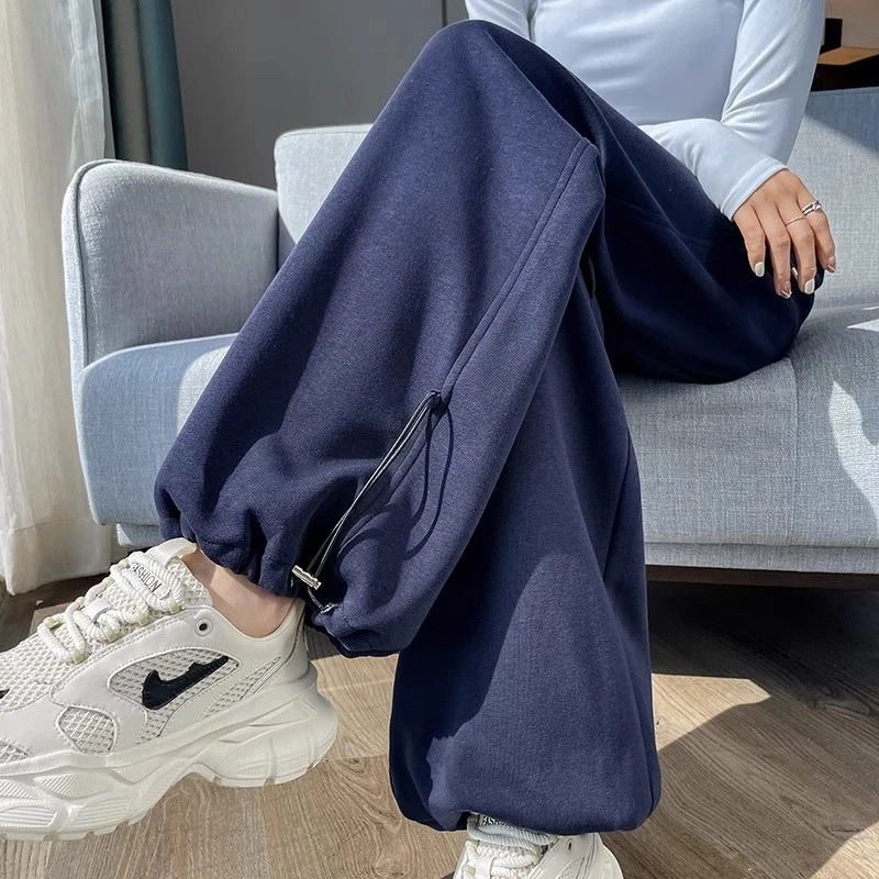 阔腿束脚运动裤女春秋季2025新款高腰宽松休闲直筒灯笼裤美式卫裤