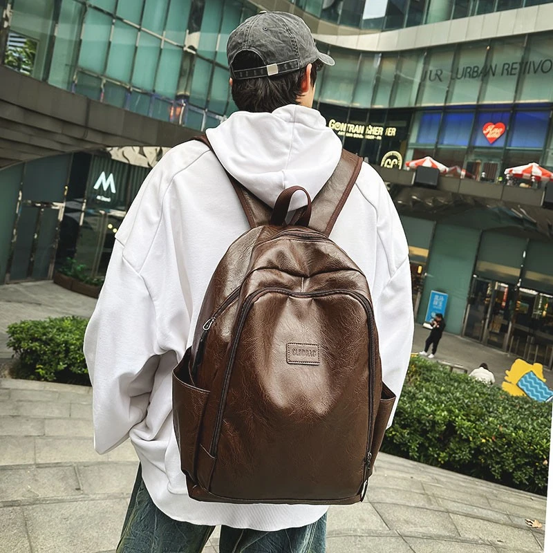 书包男大学生大容量PU皮双肩包女初中高中生休闲百搭旅行电脑背包