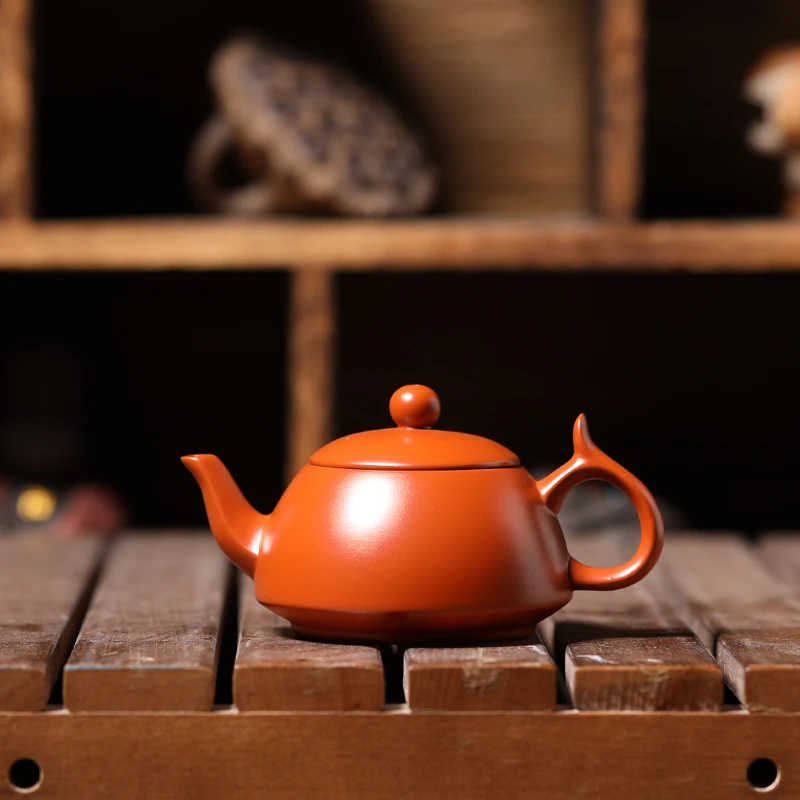 潮州原矿朱泥小容量半手工冲罐紫砂壶郑楚锐飞把将军壶120毫升