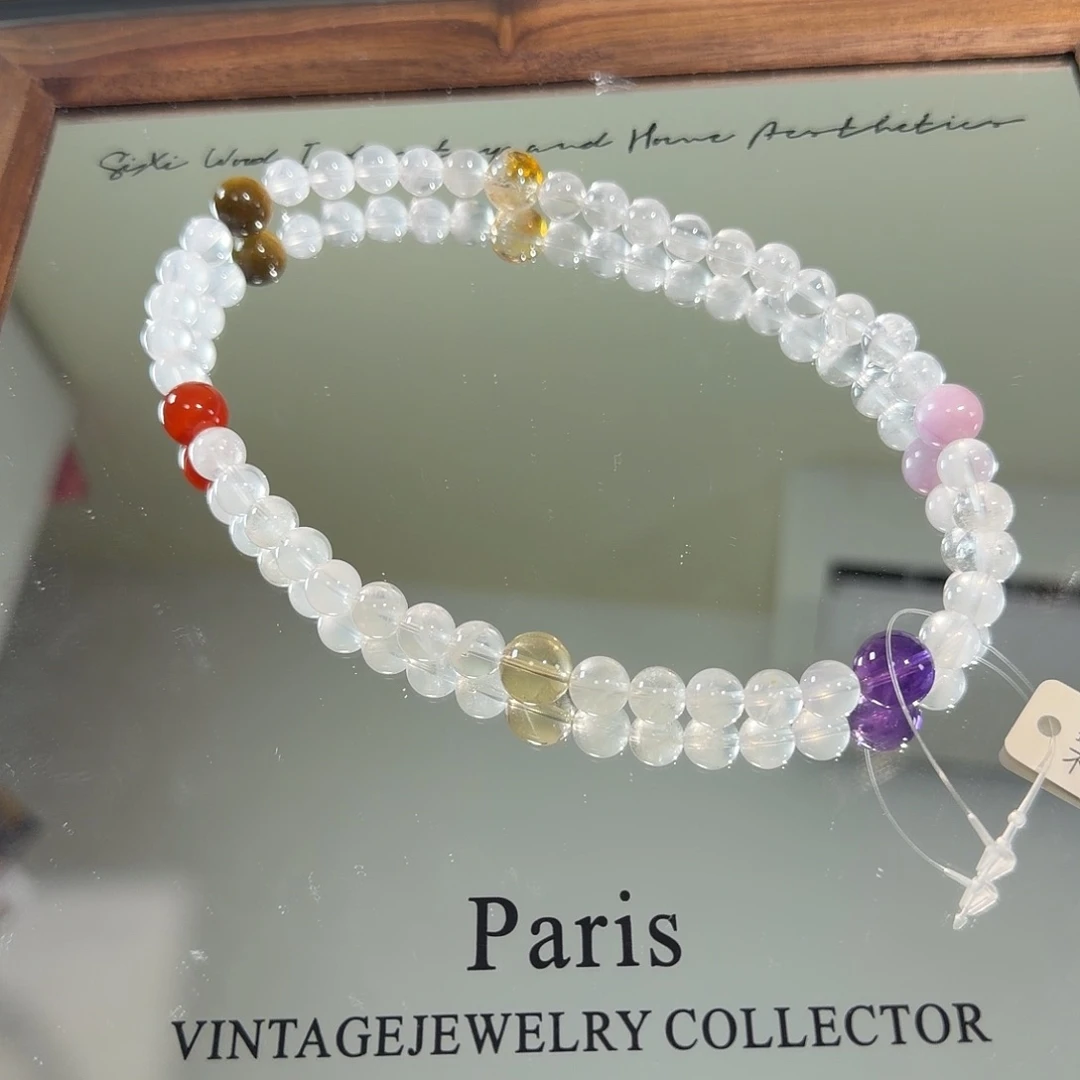 未镶嵌水晶手链奶白双圈