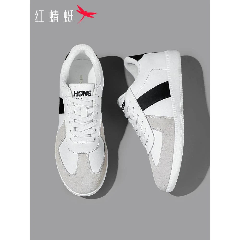 红蜻蜓男鞋真皮德训鞋秋季新款覆古板鞋百搭增高休闲鞋耐磨运动鞋