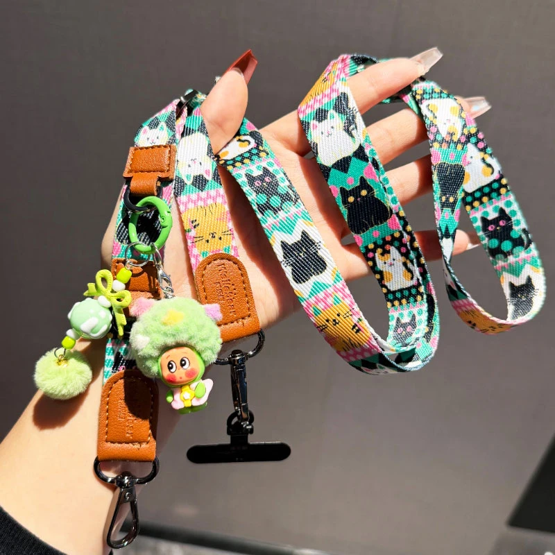 创意星星人手机挂绳斜挎可调节多扣宽版印花高端相机肩背带挂脖链