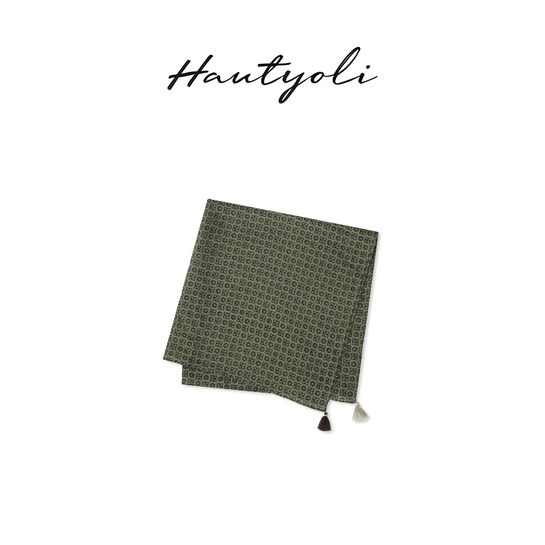 Haut yoli"花间密语"小花朵碎花流苏方巾  033