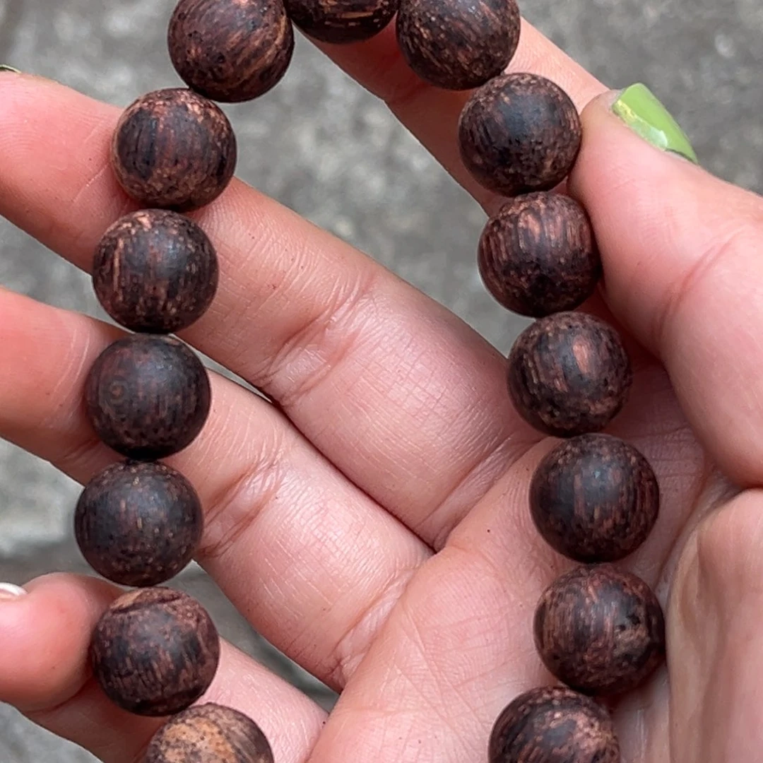 降真香手串/手链1.2x17土埋紫红油带金丝