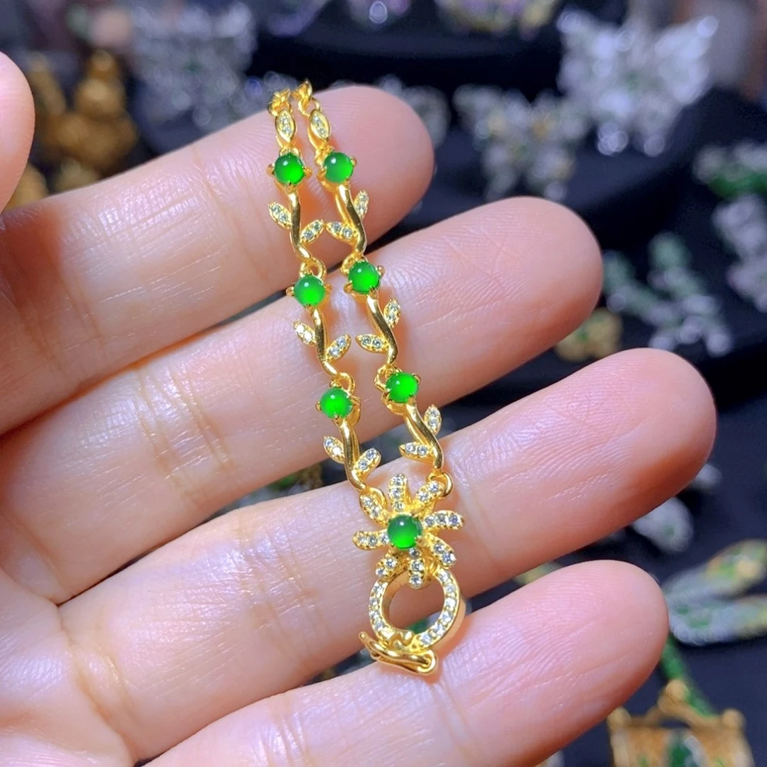 翡翠银S925镶嵌颈饰天然翡翠