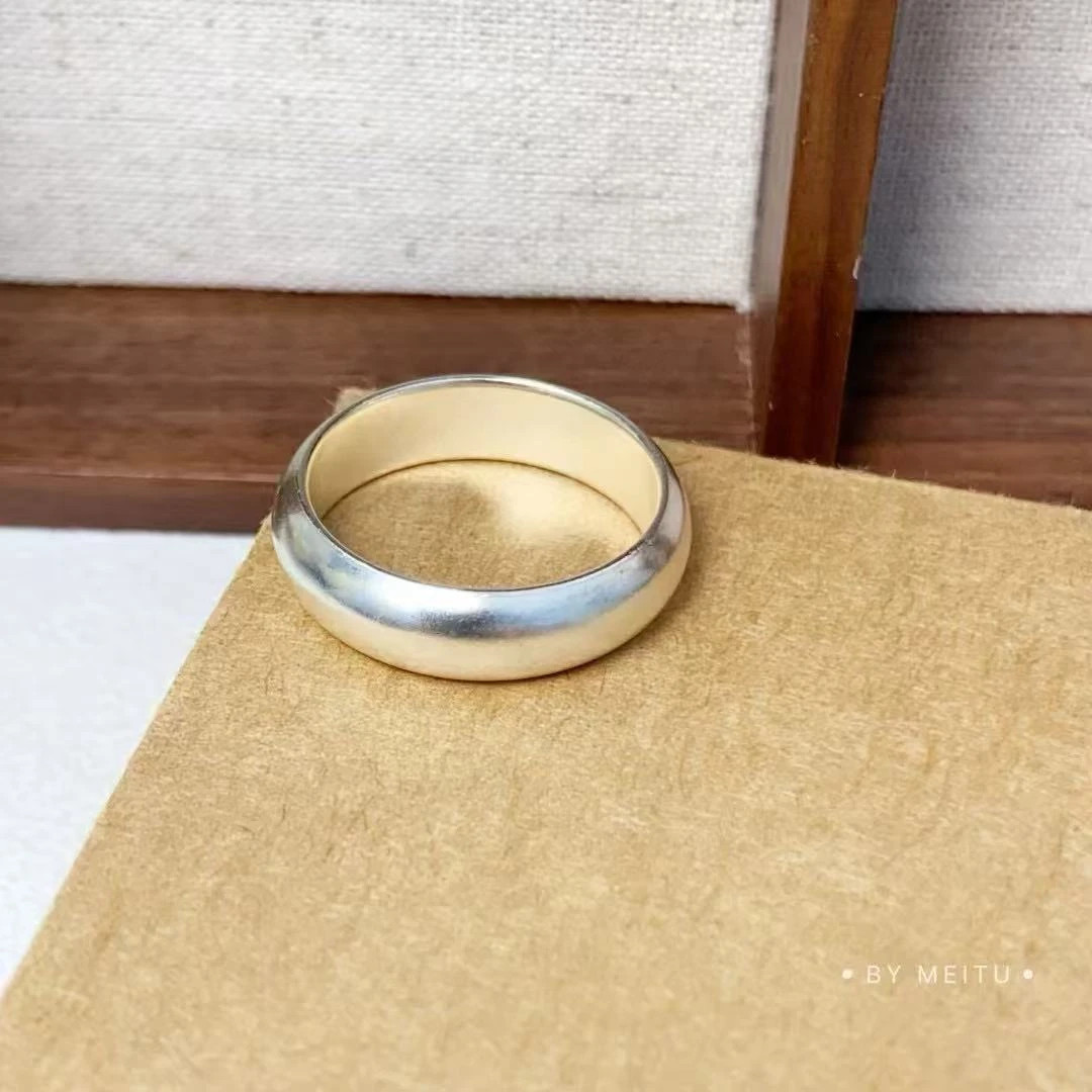 足银戒指 990简约经典实心泥鳅背闭口戒指