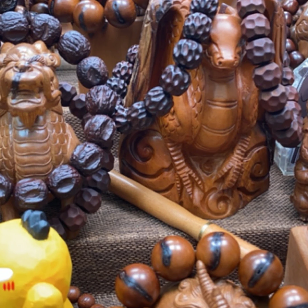 非金属木质手链 雷击枣木 文玩五路cai老爹 摆件 雷击枣木