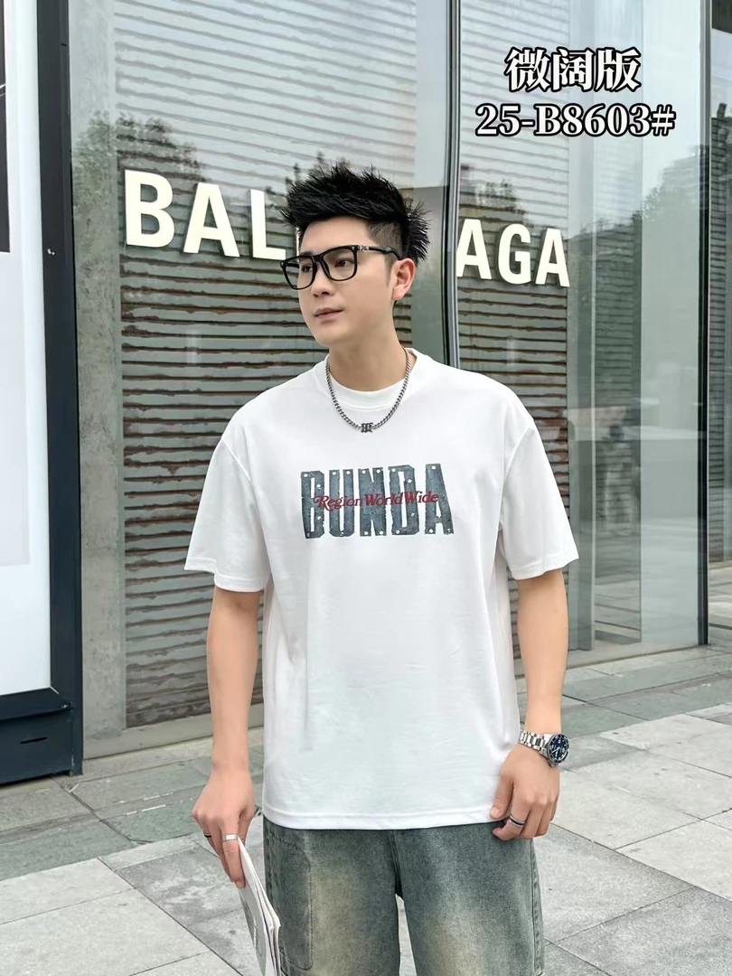 夏季男款男士宽松休闲圆领潮牌潮流印花短袖T恤上衣时尚情侣8603