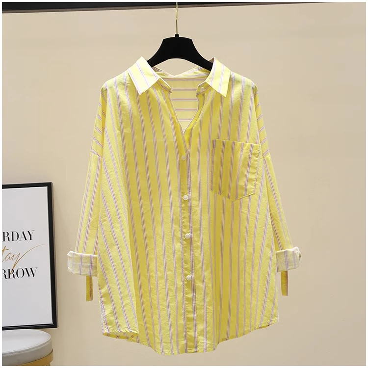港风高级感条纹衬衫女2025夏季新款宽松百搭减龄薄款衬衣气质上衣