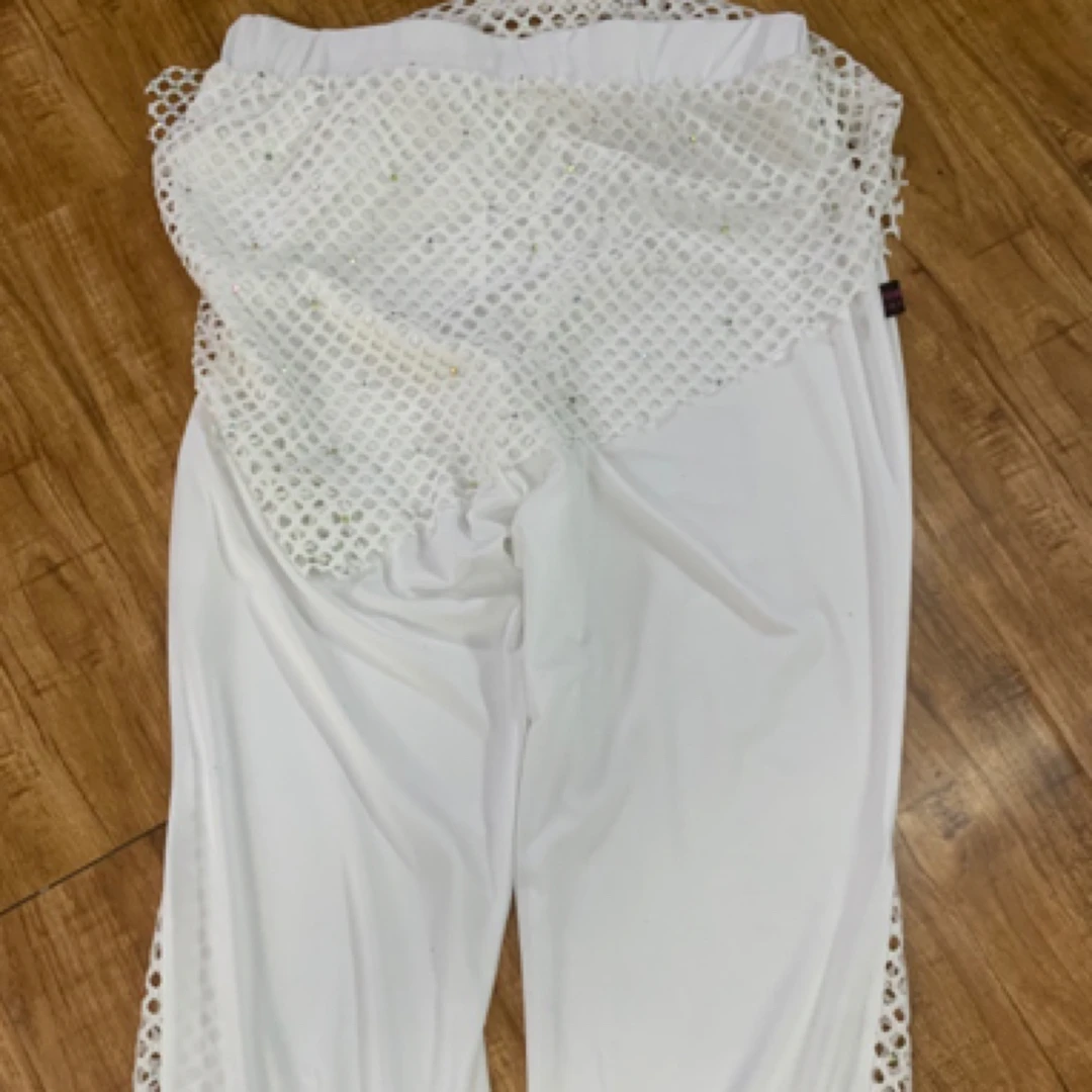 恒世舞服白网格裤