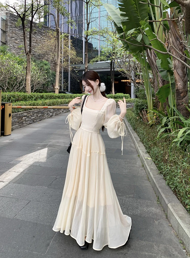 大码女装法式森系超仙显瘦收腰连衣裙胖MM公主裙温柔风长裙