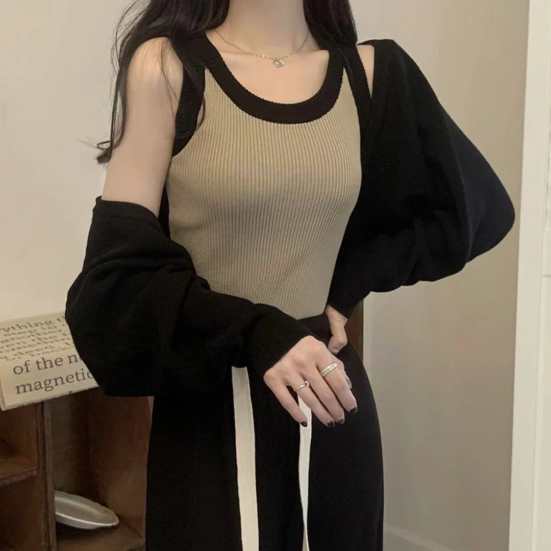 【意法-潮搭T•N】NN1256-时尚女装设计感针织套装外穿修身韩版长袖