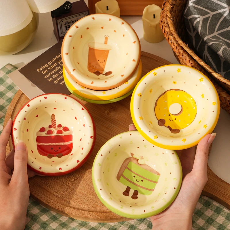 【4个装】釉下彩茶语甜心醋碟酱油碟调味碟骨碟菜碟小吃花生辣椒碟