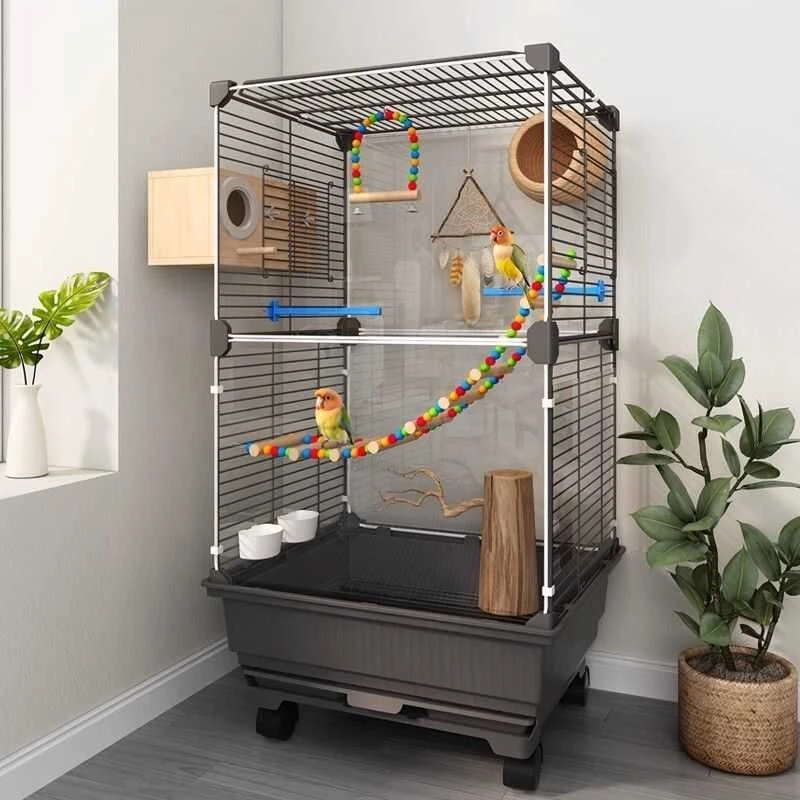 鸟笼鹦鹉笼大号家用防溅八哥画眉豪华别墅玄凤虎皮牡丹专用透明