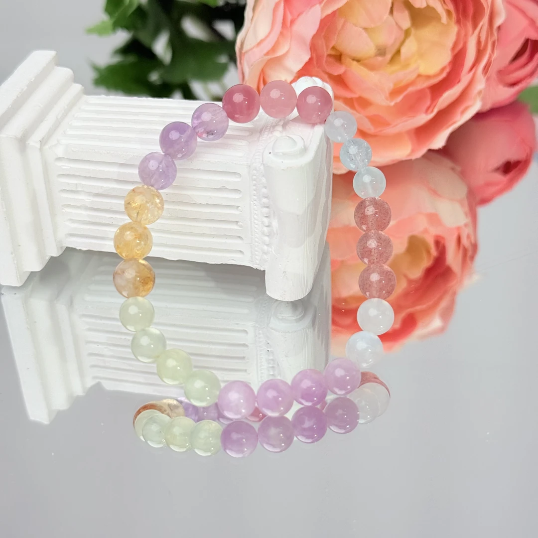 【生生不息】紫水塔晶粉晶等水晶6-7mm手串面小仙多样性发其一