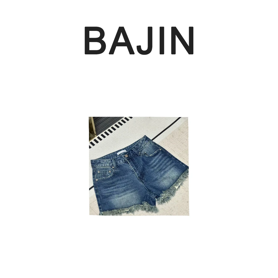 250145【夏季新品LO牛仔蓝毛边短裤牛仔裤牛仔短裤女2025】显瘦阔腿