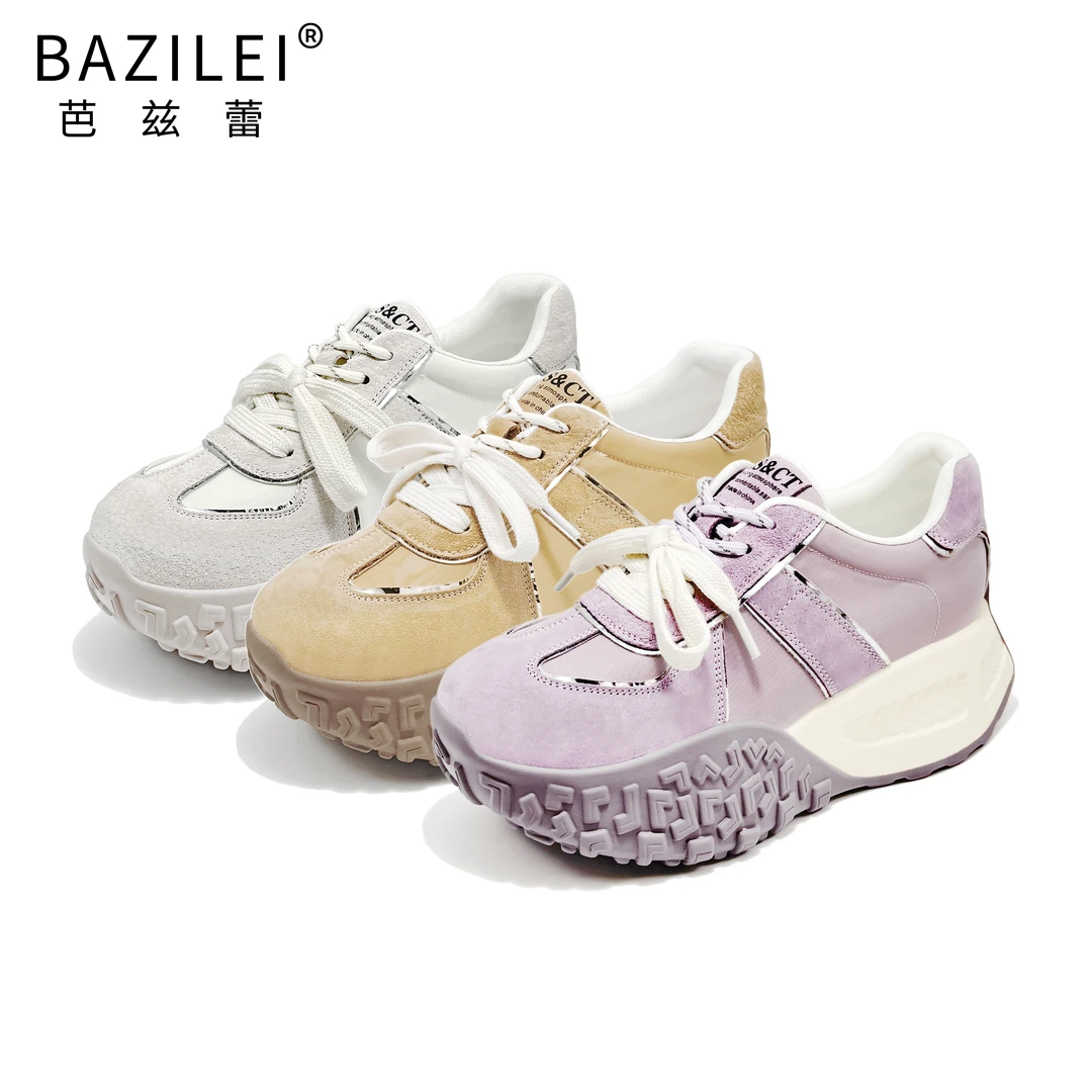 bazilei/芭兹蕾九紫软底休闲运动阿甘跑鞋女新款春季软底舒适系带
