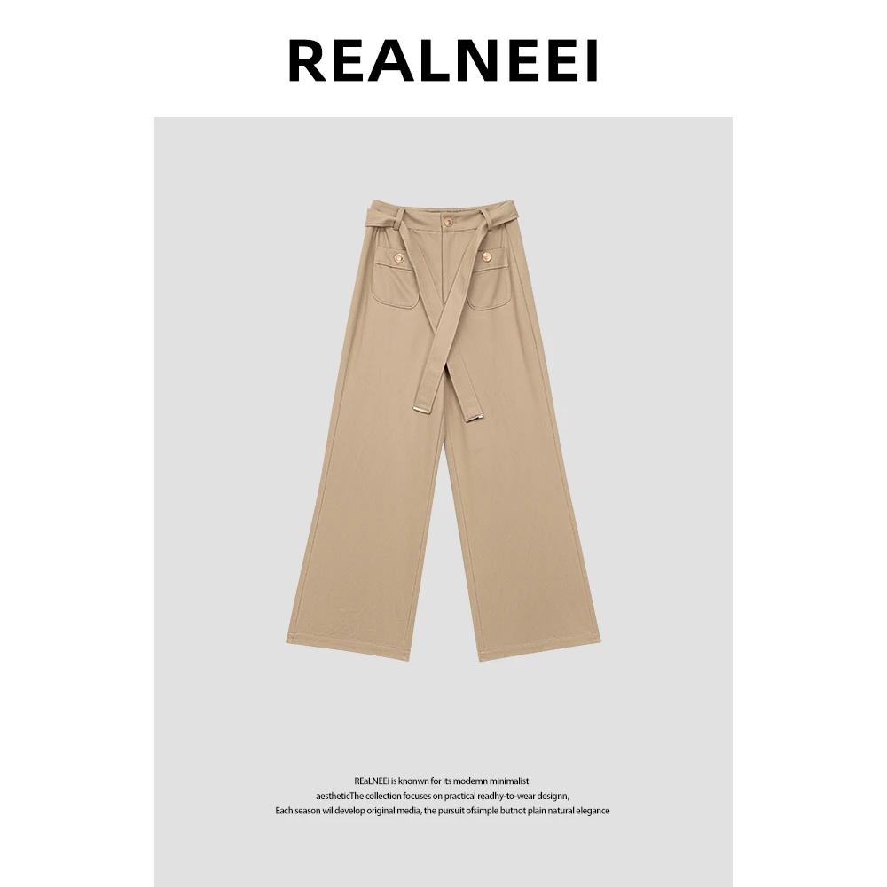 【REALNEE】极简天丝棉百搭松紧腰立体线休闲长裤RLMMC4CK10106