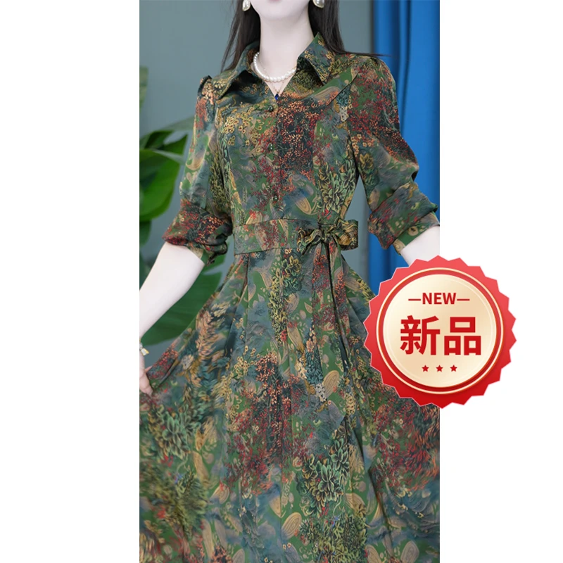 修身长袖时尚气质显瘦复古收腰连衣裙