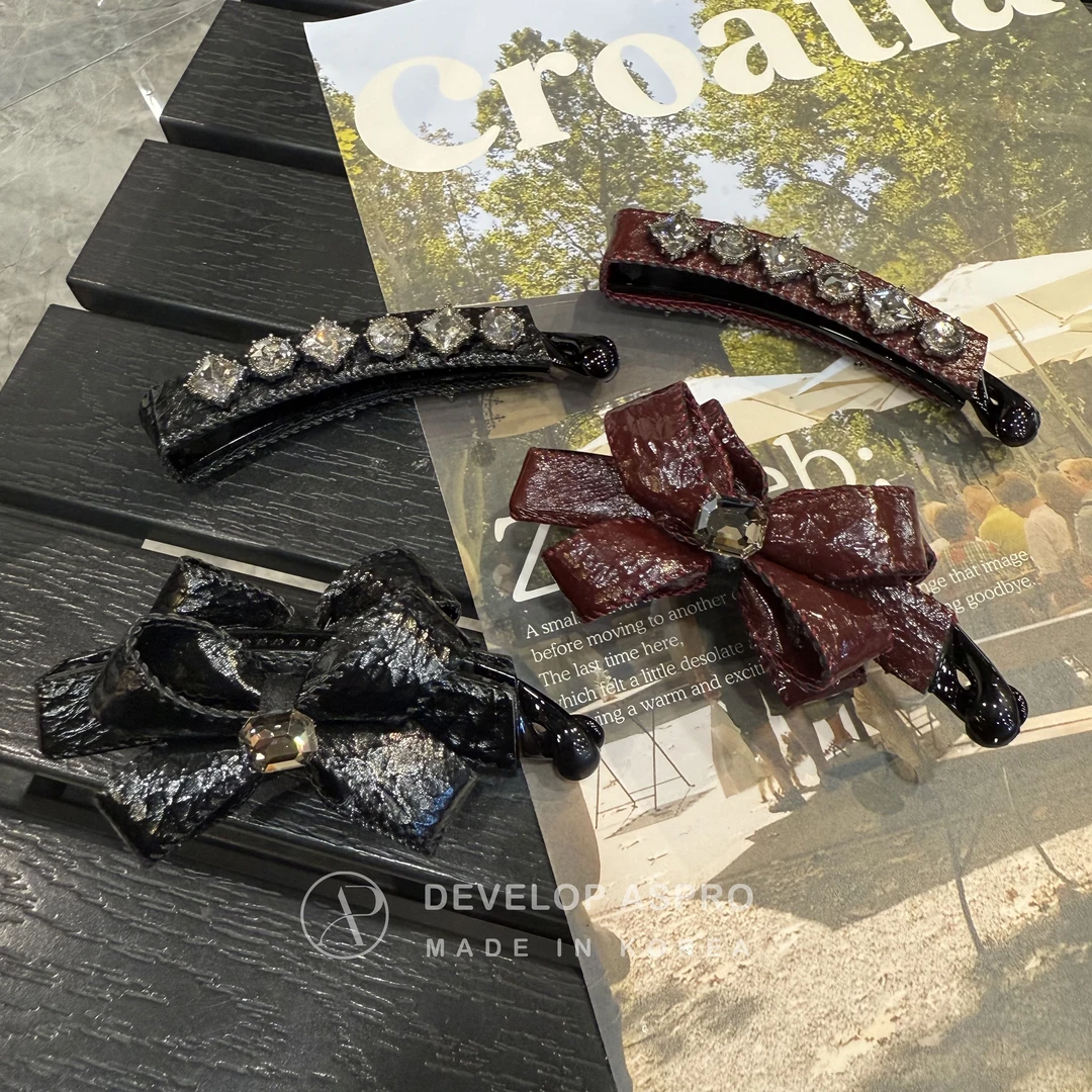 【现货】韩国新款发夹正品爆款减龄洋气皮质香蕉夹XP115