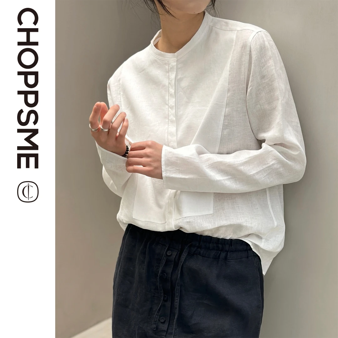 巧珀思｜14639法国诺曼底进口亚麻轻薄柔软衬衫休闲长袖优雅上衣