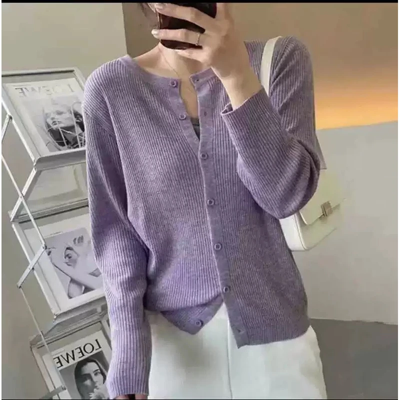 【倩倩专属】2024时尚新款百搭设计感纯色百搭基础款针织开衫S733#