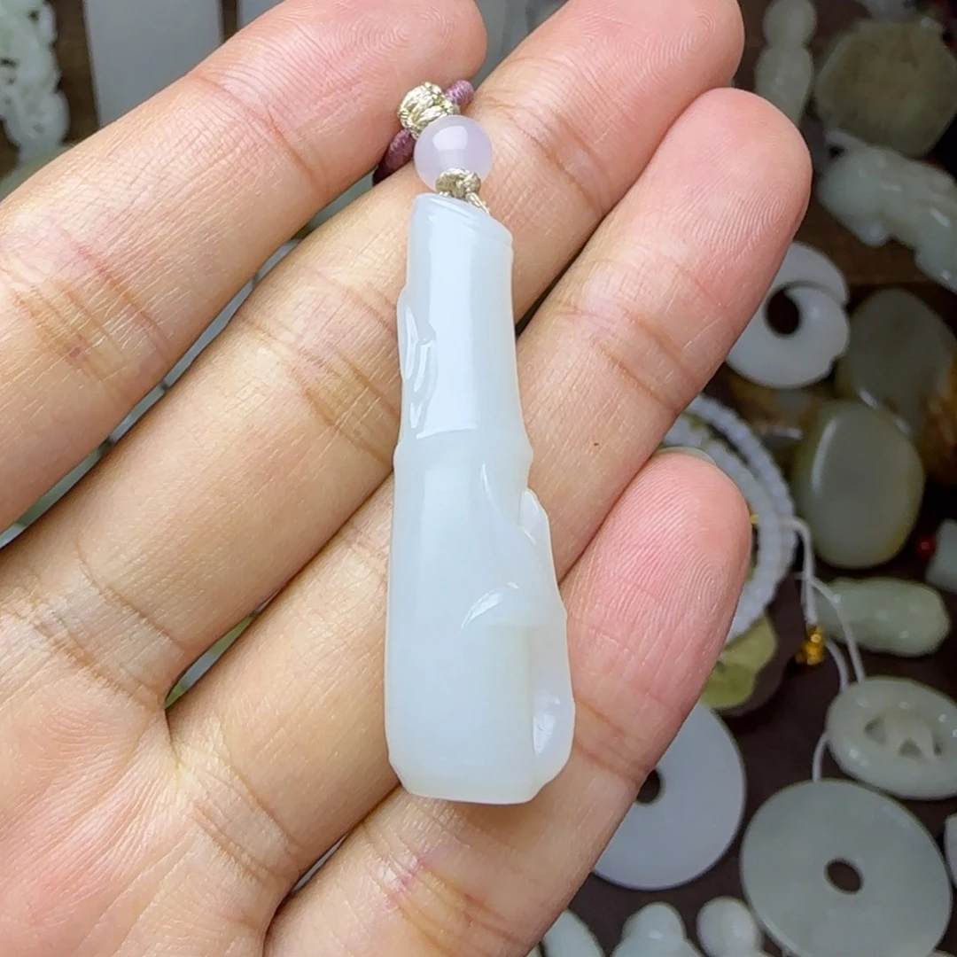 和田玉未镶嵌挂件竹节