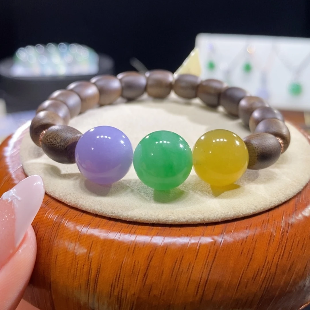 翡翠未镶嵌颈饰翡翠三彩福禄寿色系搭配