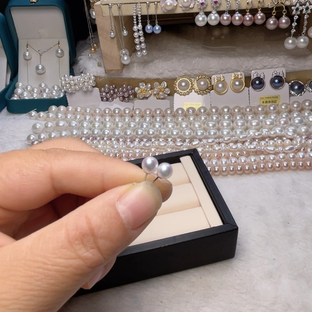 银S925镶嵌珍珠首饰淡水珍珠小*.