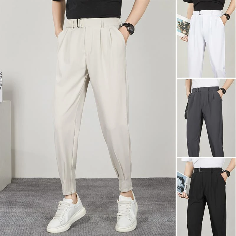 男士裤子夏季薄款2025新款休闲束脚9九分西装裤小脚男式垂感西裤