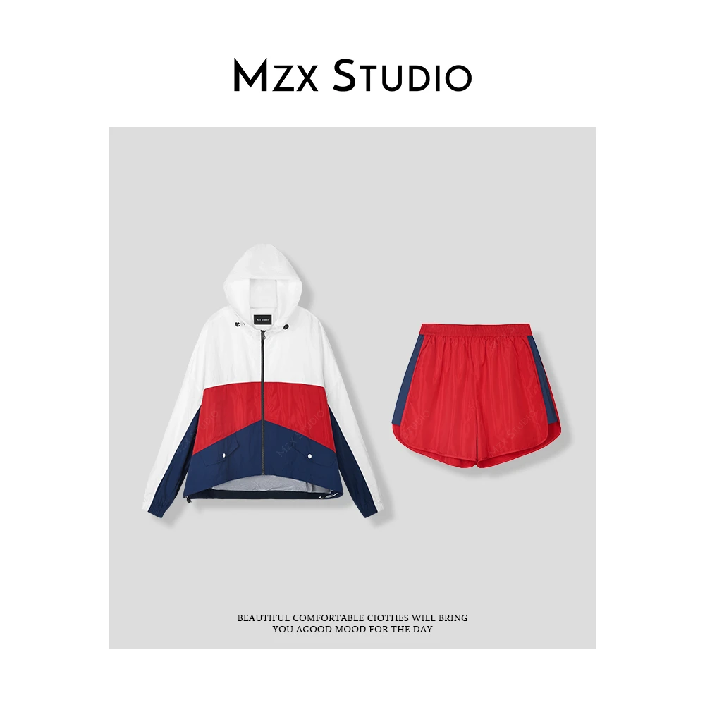 MZX 夏季拼色外套撞色短裤两件套TZ7392-F