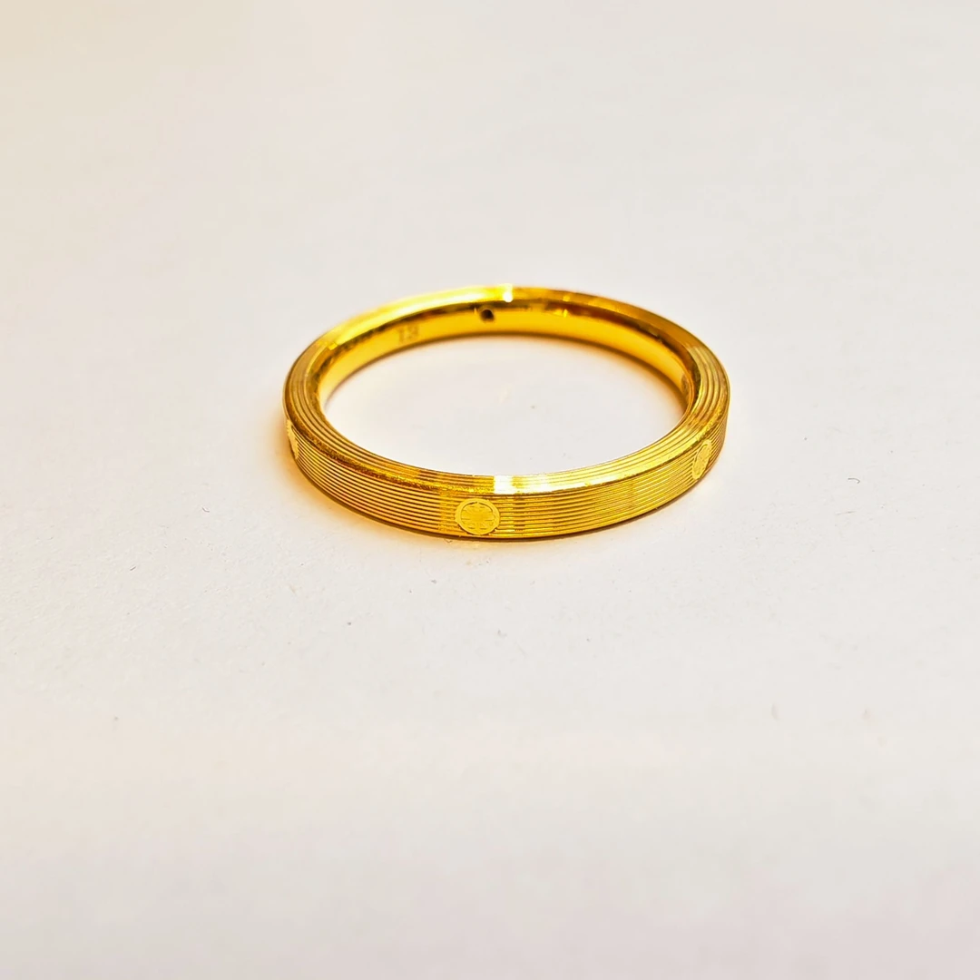 154#足金999黄金米字拉丝百搭戒指