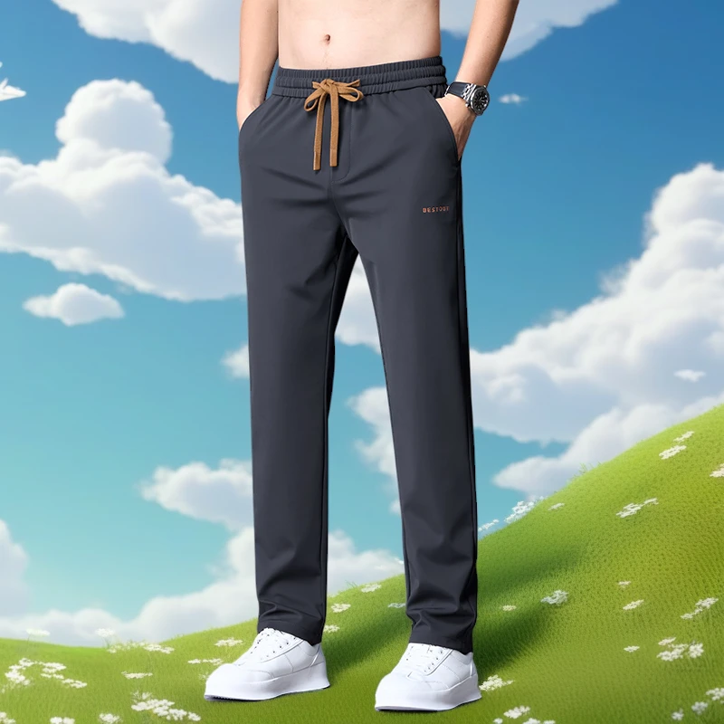 休闲裤男士春夏新款潮修身直筒裤潮流百搭松紧腰卫裤运动长裤子男