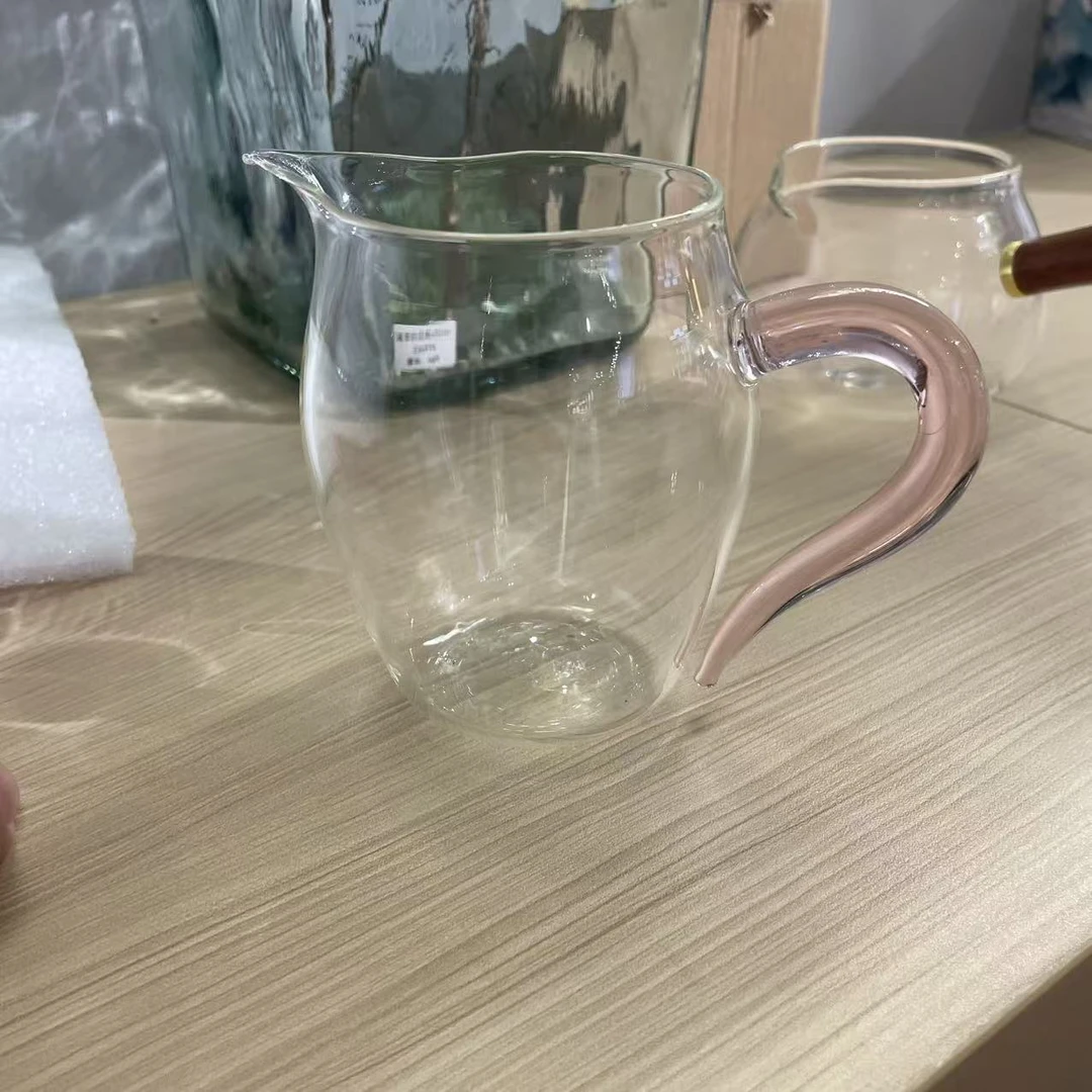 粉色玲珑加厚高硼硅透明公杯玻璃杯