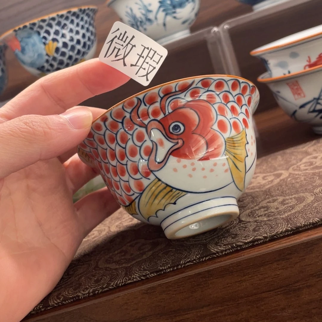 釉下手绘茶具微瑕