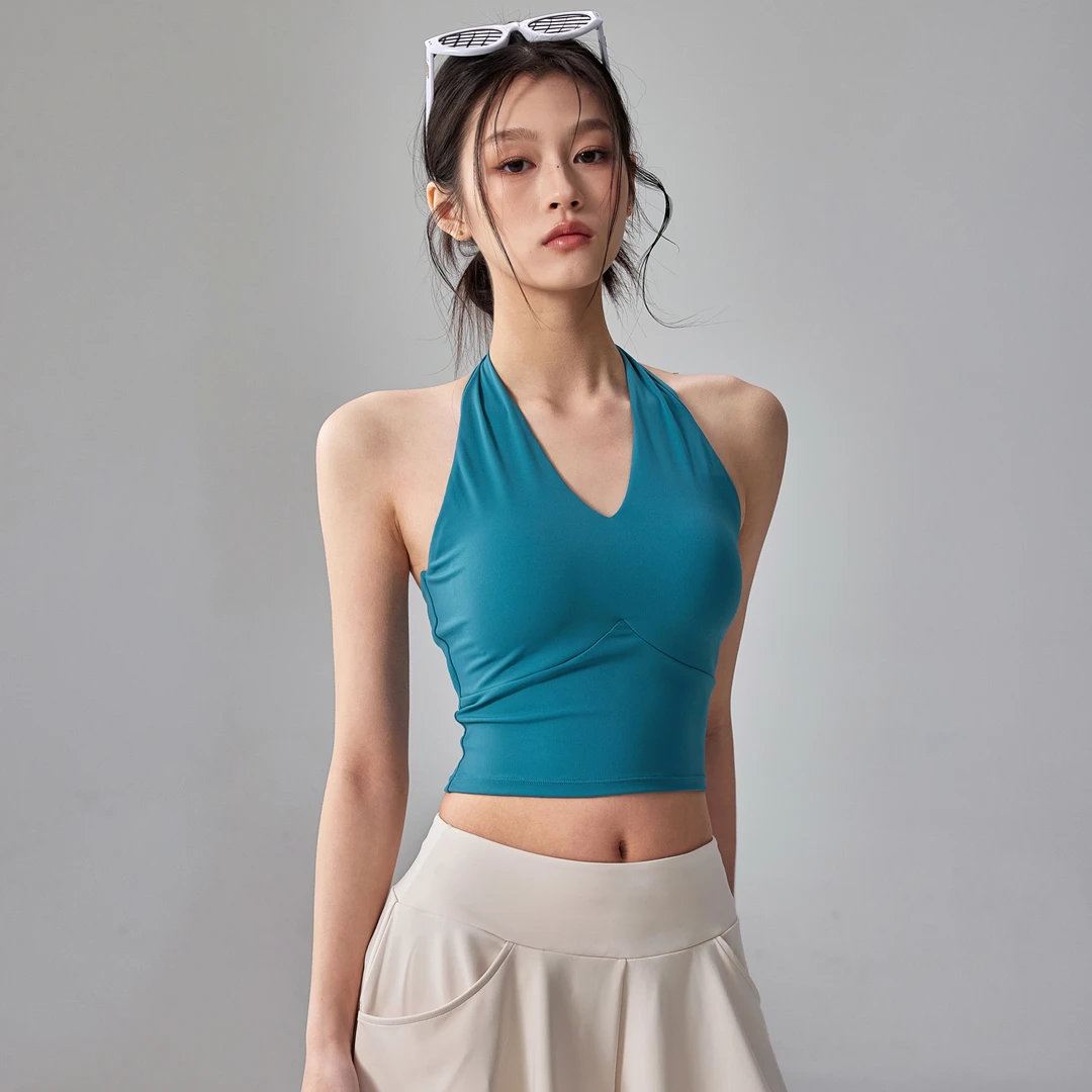 健身运动内衣挂脖聚拢高强度防震跑步文胸夏季显瘦透气瑜伽背心