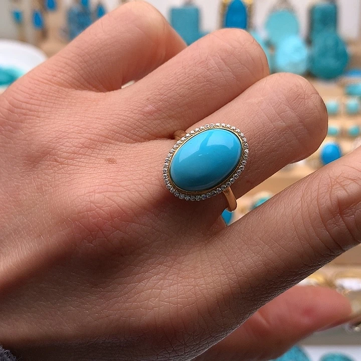 绿松石18K金镶嵌珠宝奇石