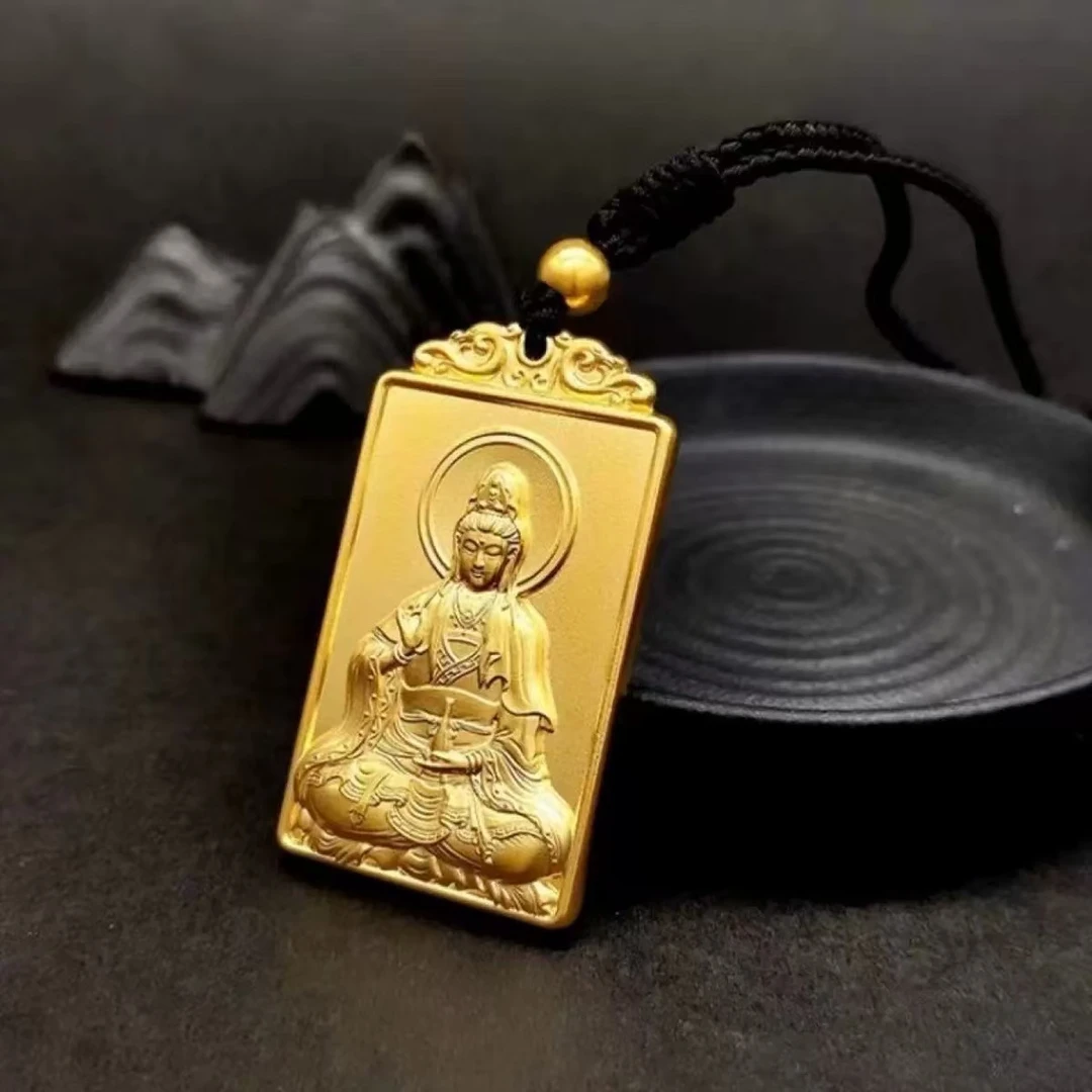 铜合金布艺项链 【观音方牌项链】男女同款实心精美雕刻项链