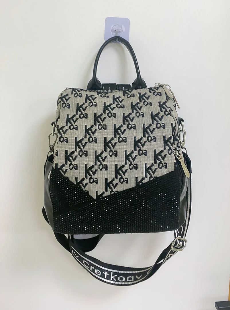 1003#黑色【长28宽13高27】新款时尚多功能百搭女士背包双肩包